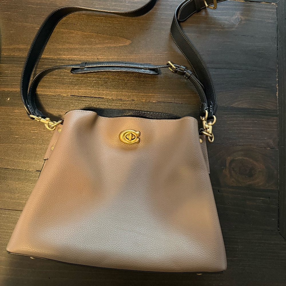 Coach Willow Colorblock Dark Stone Shoulder Bag with Crossbody Strap